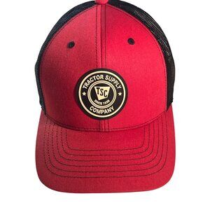 Tractor Supply Co. Red & Black Mesh Trucker Hat Snapback Adjustable Logo Patch